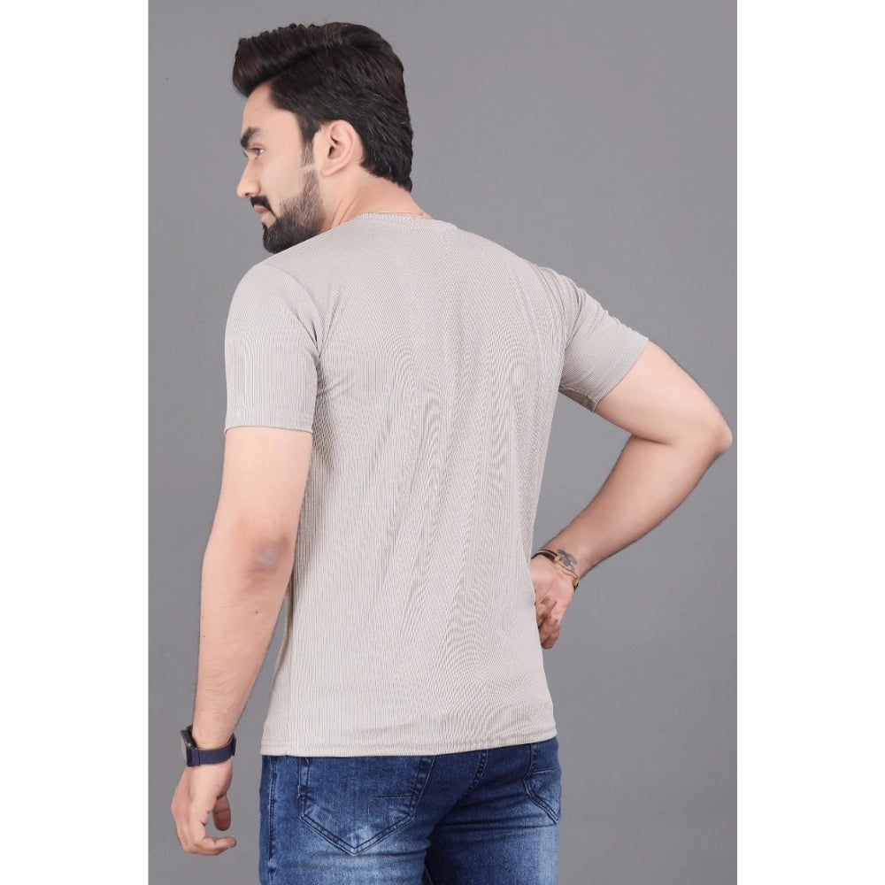 Generic Men's Casual Half Sleeve Cotton Round Neck T.Shirt (Grey)