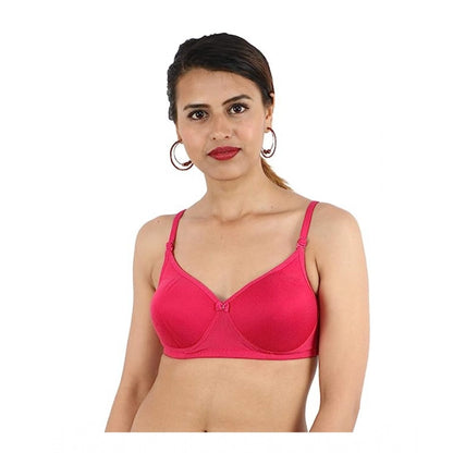 Generic Women's Cotton Solid  Lightly Padded Bra (Pink)