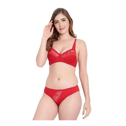 Generic Women's Cotton Solid Lingerie Set (Red)