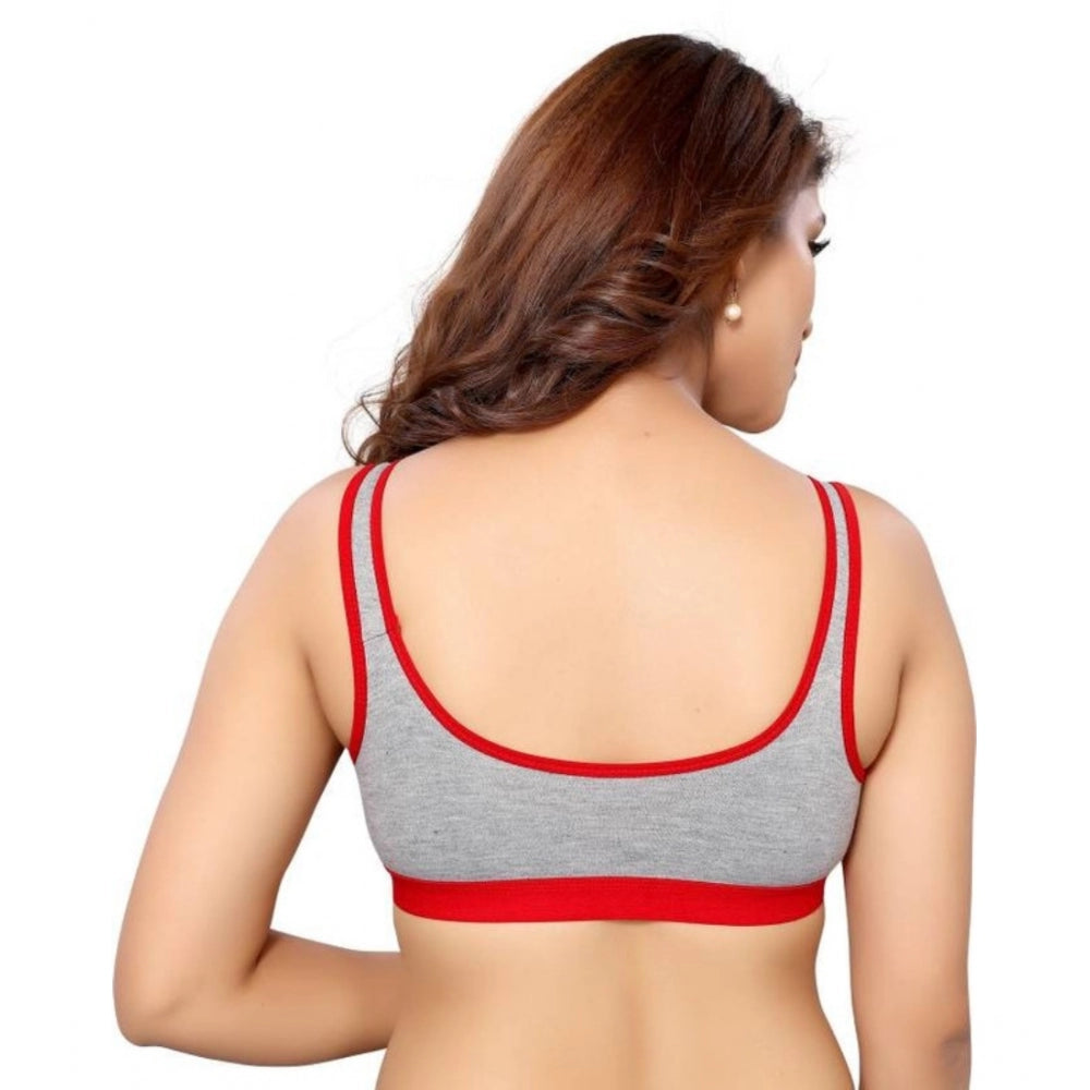 Generic Women's Cotton Solid Sports Bra (Multicolor)