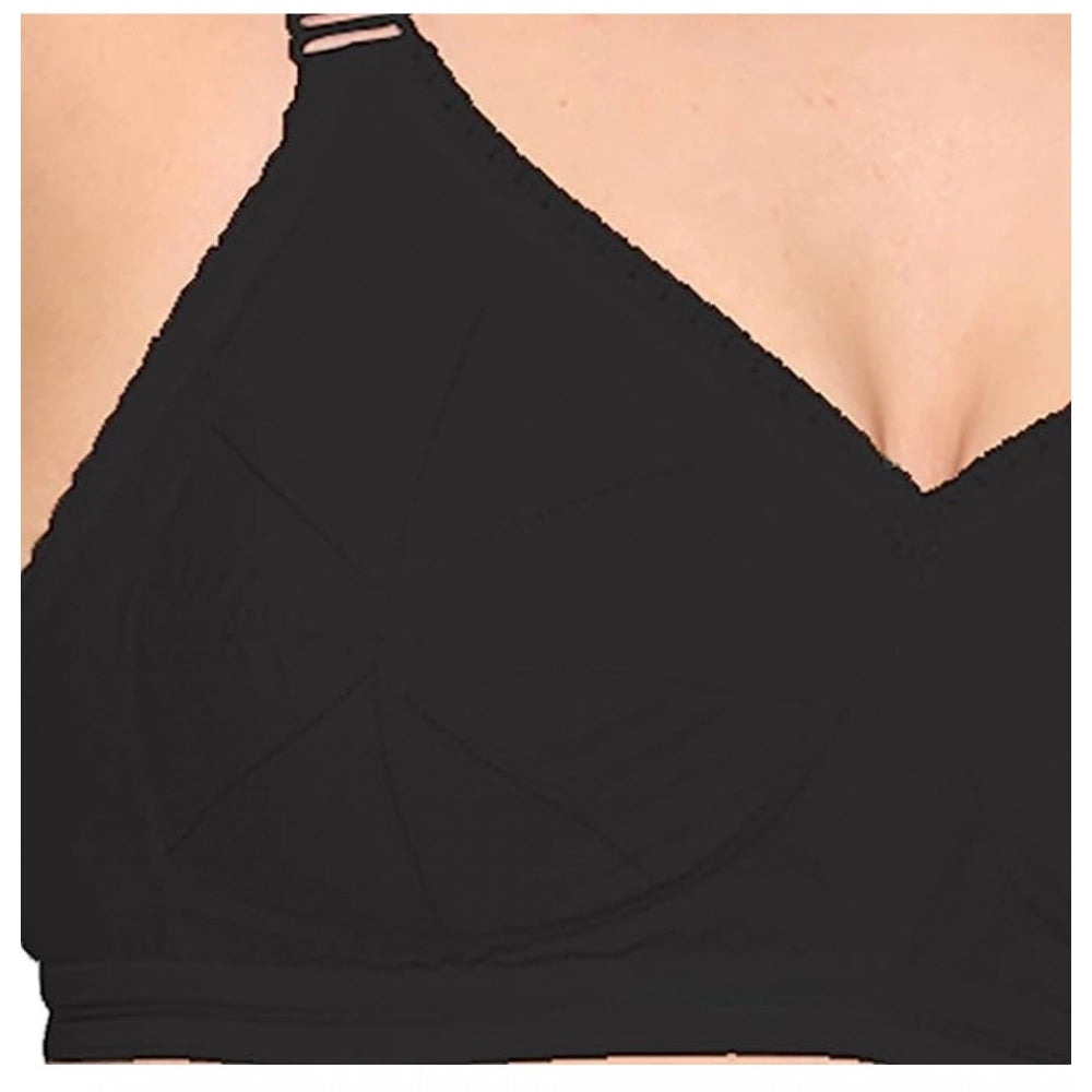 Generic Pack Of_2 Women's Cotton Solid Non Padded Bra (Black - White)