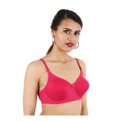 Generic Women's Cotton Solid  Lightly Padded Bra (Pink)