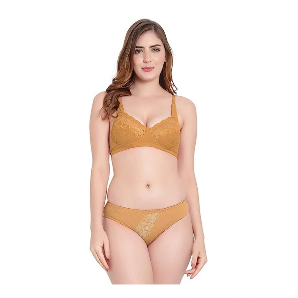 Generic Women's Cotton Solid Lingerie Set (Skin)