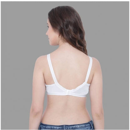 Generic Pack Of_3 Women's Cotton Solid Non Padded Bra (White)