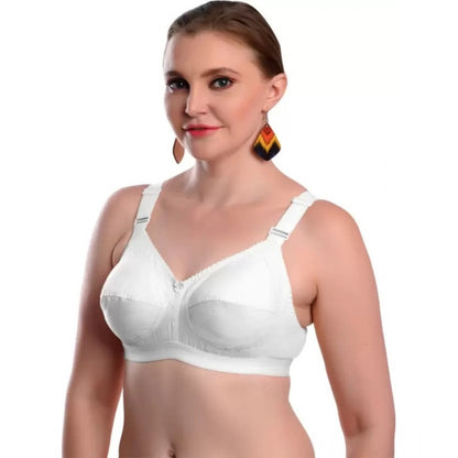 Generic Women's Cotton Solid Non Padded Bra (White)