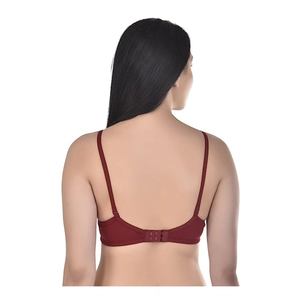 Generic Women's Cotton Solid  Lightly Padded Bra (Marroon)