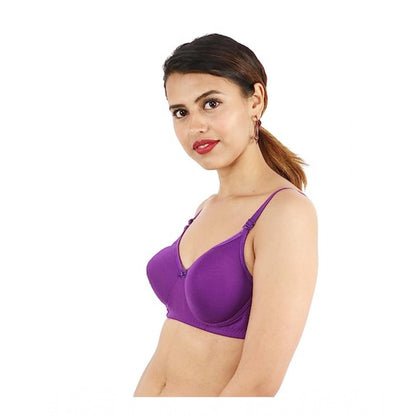 Generic Women's Cotton Solid  Lightly Padded Bra (Purple)