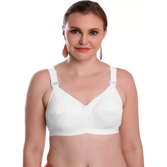 Generic Women's Cotton Solid Non Padded Bra (White)