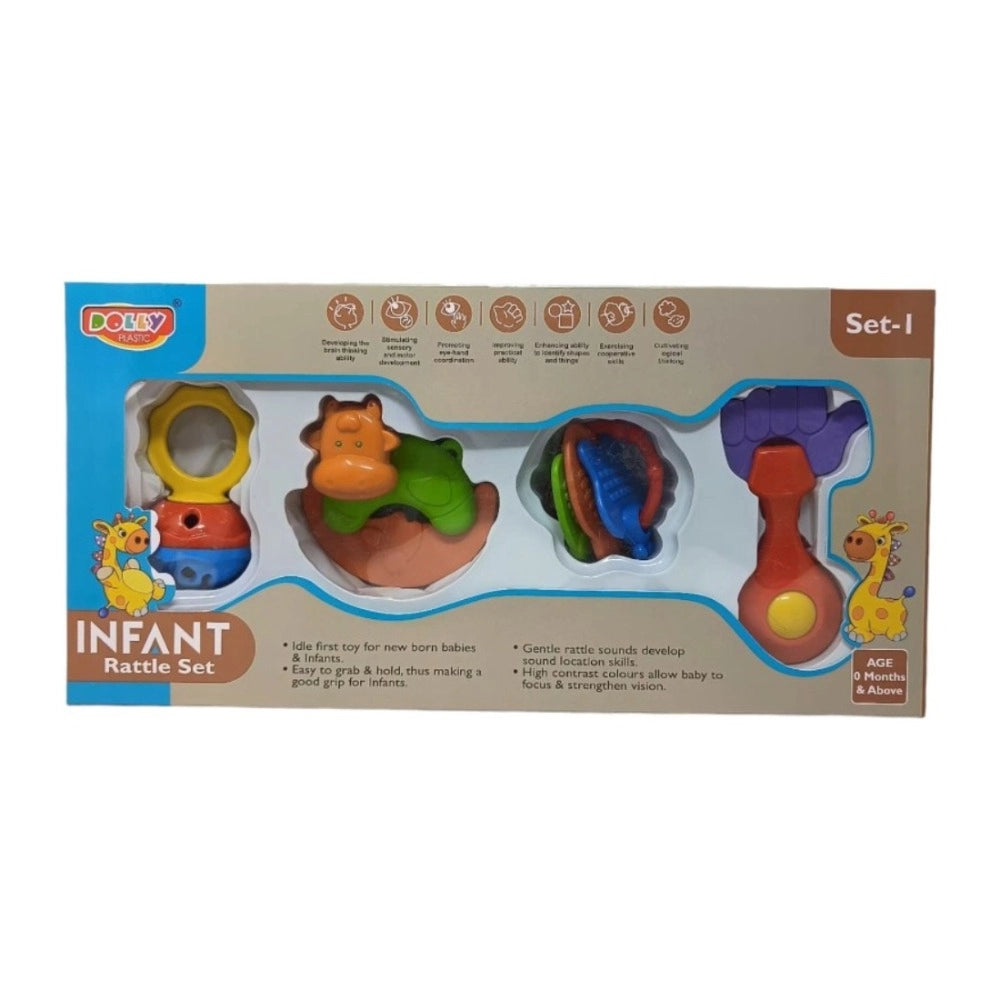 Infant Rattle Set (4 pcs) | ‎Plastic | Toys | 3+ Months