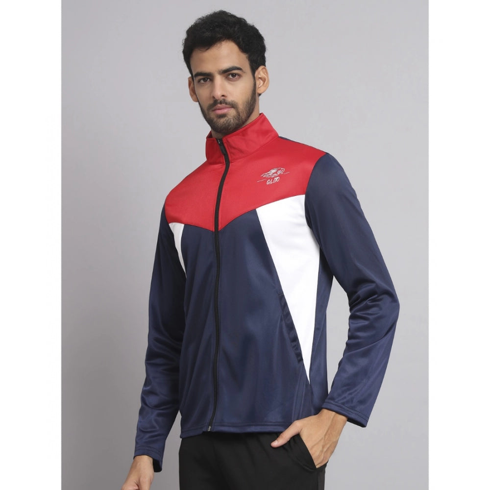 Generic Men's Solid Lycra Blend Full Sleeve Casual Jacket (Multicolor)