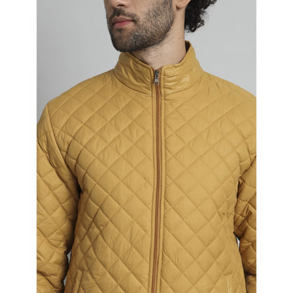 Generic Men's Solid Polyester Full Sleeve Bomber Jacket (Yellow)