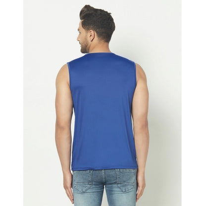 Generic Men's Casual Polyester Printed Sleeveless Vest (Blue)