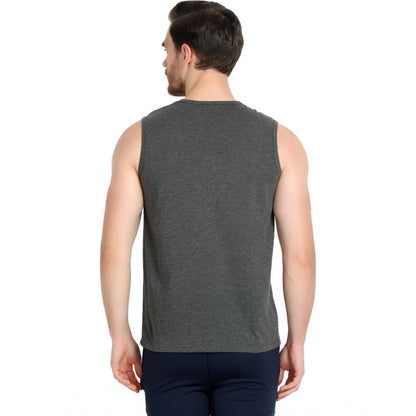 Generic Men's Casual Cotton Blended Solid Sleeveless Vest (Grey)