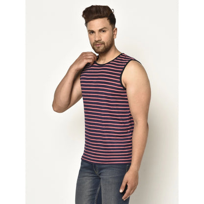 Generic Men's Casual Cotton Blended Striped Sleeveless Vest (Pink)