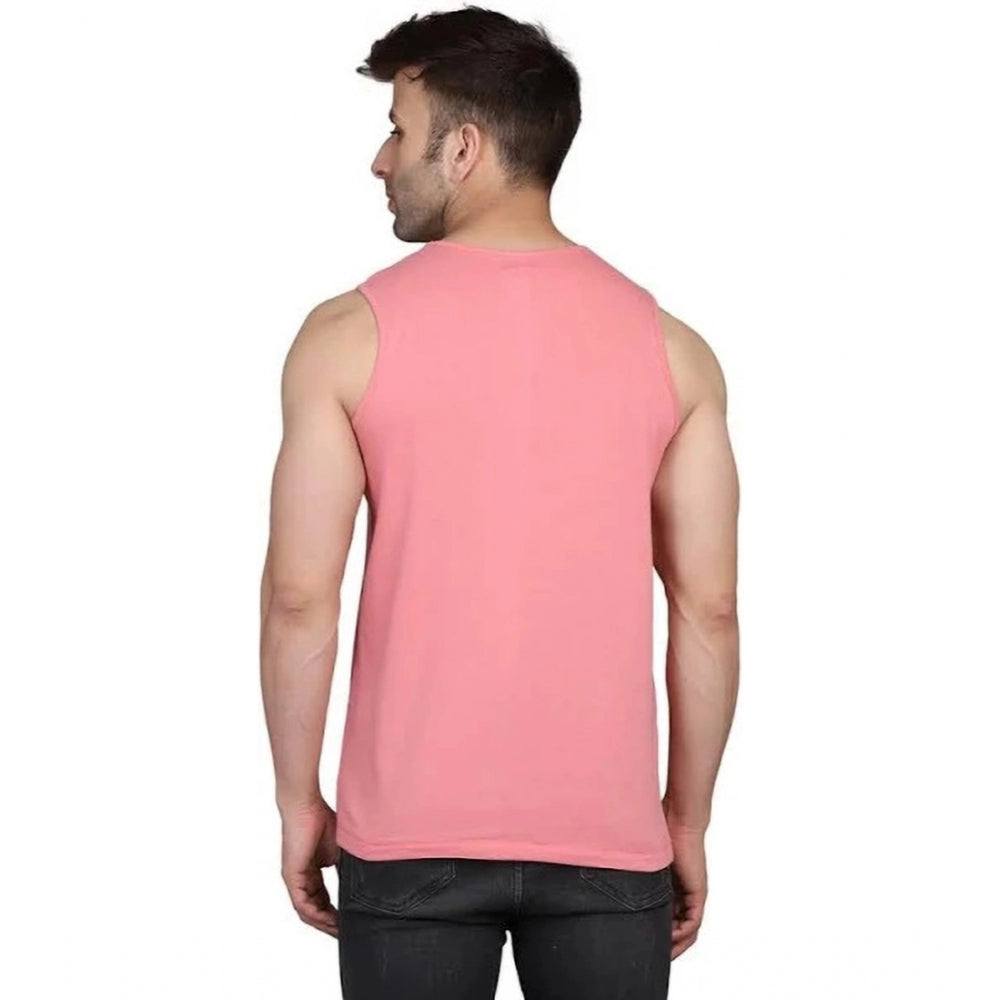 Generic Men's Casual Cotton Blended Printed Sleeveless Vest (Pink)