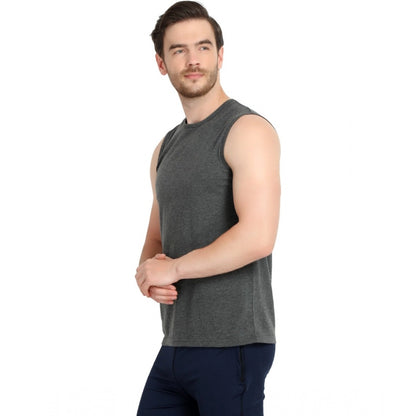 Generic Men's Casual Cotton Blended Solid Sleeveless Vest (Grey)