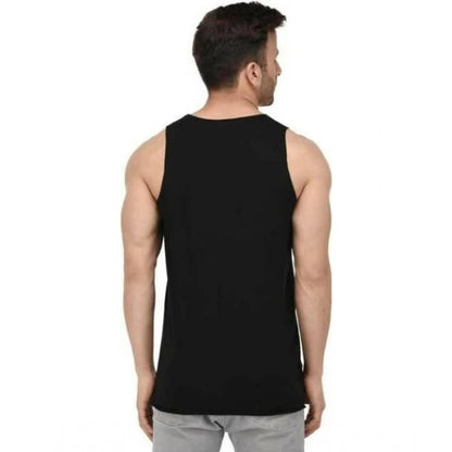 Generic Men's Casual Cotton Blended Printed Sleeveless Vest (Black)