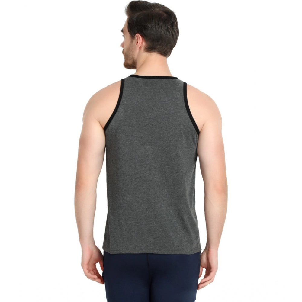 Generic Men's Casual Cotton Blended Colorblock Sleeveless Vest (Grey)