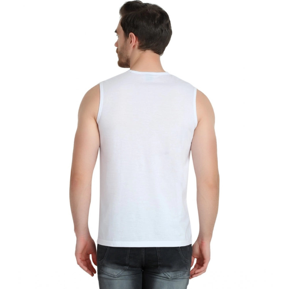 Generic Men's Casual Cotton Blended Solid Sleeveless Vest (White)