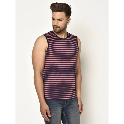 Generic Men's Casual Cotton Blended Striped Sleeveless Vest (Pink)