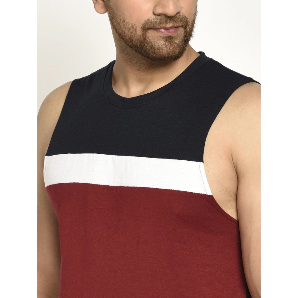 Generic Men's Casual Cotton Blended Striped Sleeveless Vest (Multicolor)