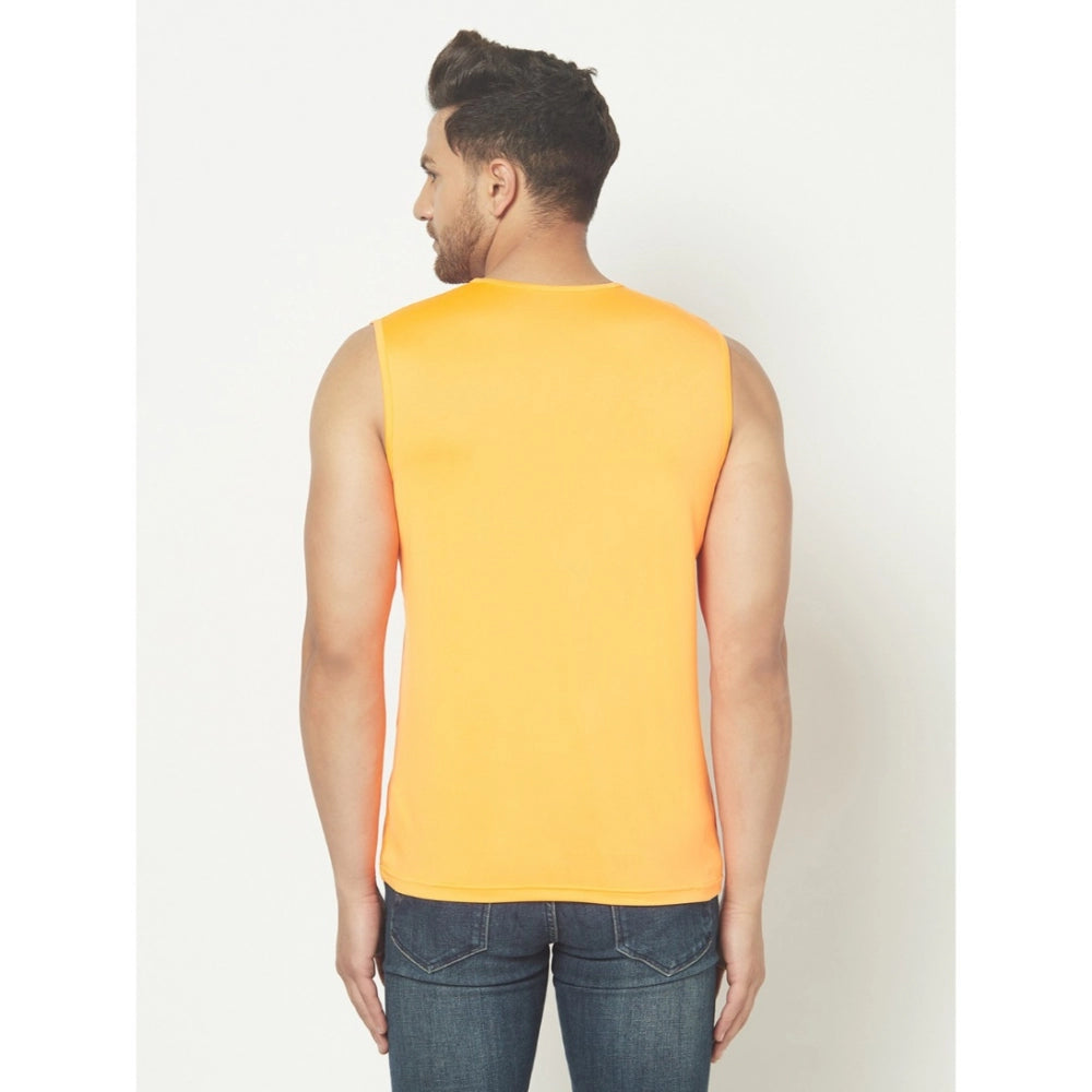 Generic Men's Casual Polyester Printed Sleeveless Vest (Yellow)