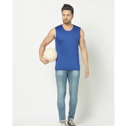 Generic Men's Casual Polyester Printed Sleeveless Vest (Blue)