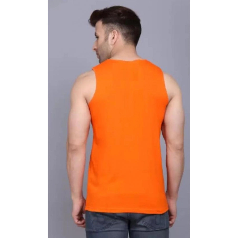 Generic Men's Casual Cotton Blended Printed Sleeveless Vest (Orange)