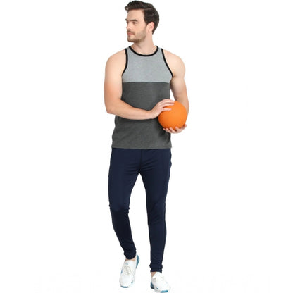 Generic Men's Casual Cotton Blended Colorblock Sleeveless Vest (Grey)