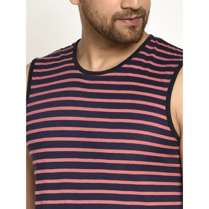 Generic Men's Casual Cotton Blended Striped Sleeveless Vest (Pink)