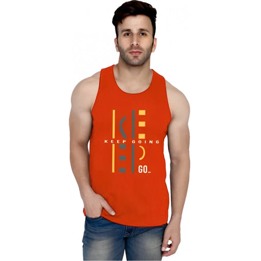 Generic Men's Casual Cotton Blended Printed Sleeveless Vest (Orange)