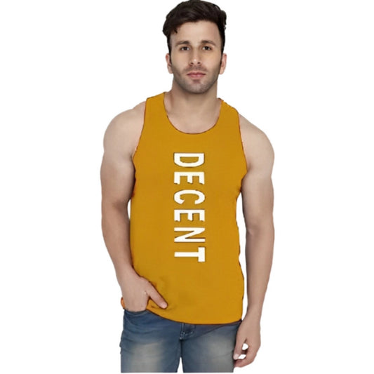 Generic Men's Casual Cotton Blended Printed Sleeveless Vest (Yellow)