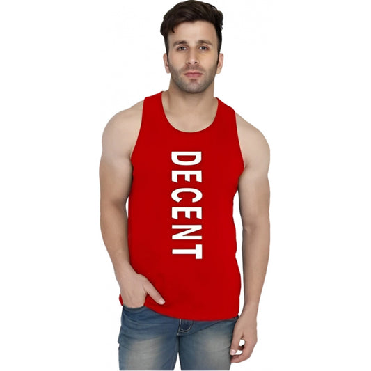 Generic Men's Casual Cotton Blended Printed Sleeveless Vest (Red)