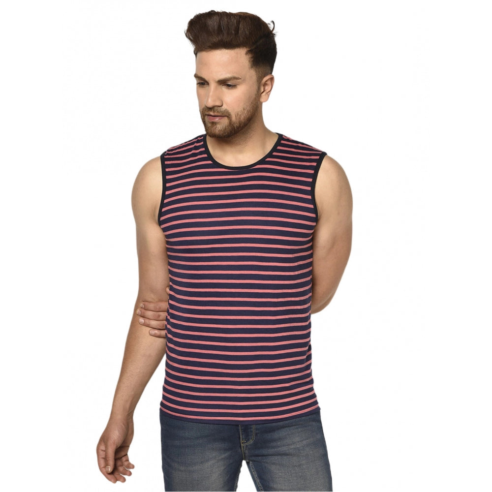 Generic Men's Casual Cotton Blended Striped Sleeveless Vest (Pink)