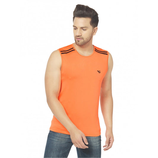 Generic Men's Casual Polyester Printed Sleeveless Vest (Orange)