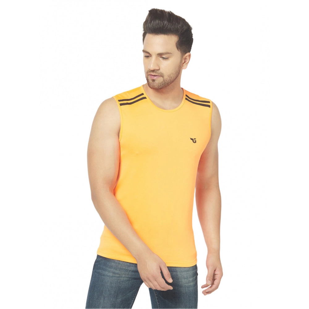 Generic Men's Casual Polyester Printed Sleeveless Vest (Yellow)