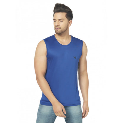 Generic Men's Casual Polyester Printed Sleeveless Vest (Blue)