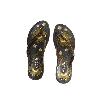 Generic Women's Polyurethane Printed Slip-on Slipper (Brown)