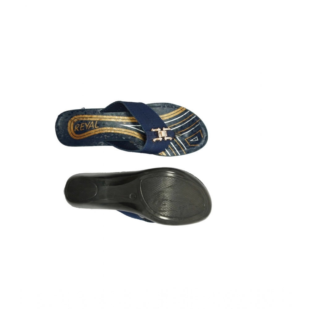 Generic Women's Polyurethane Printed Slip-on Slipper (Blue)