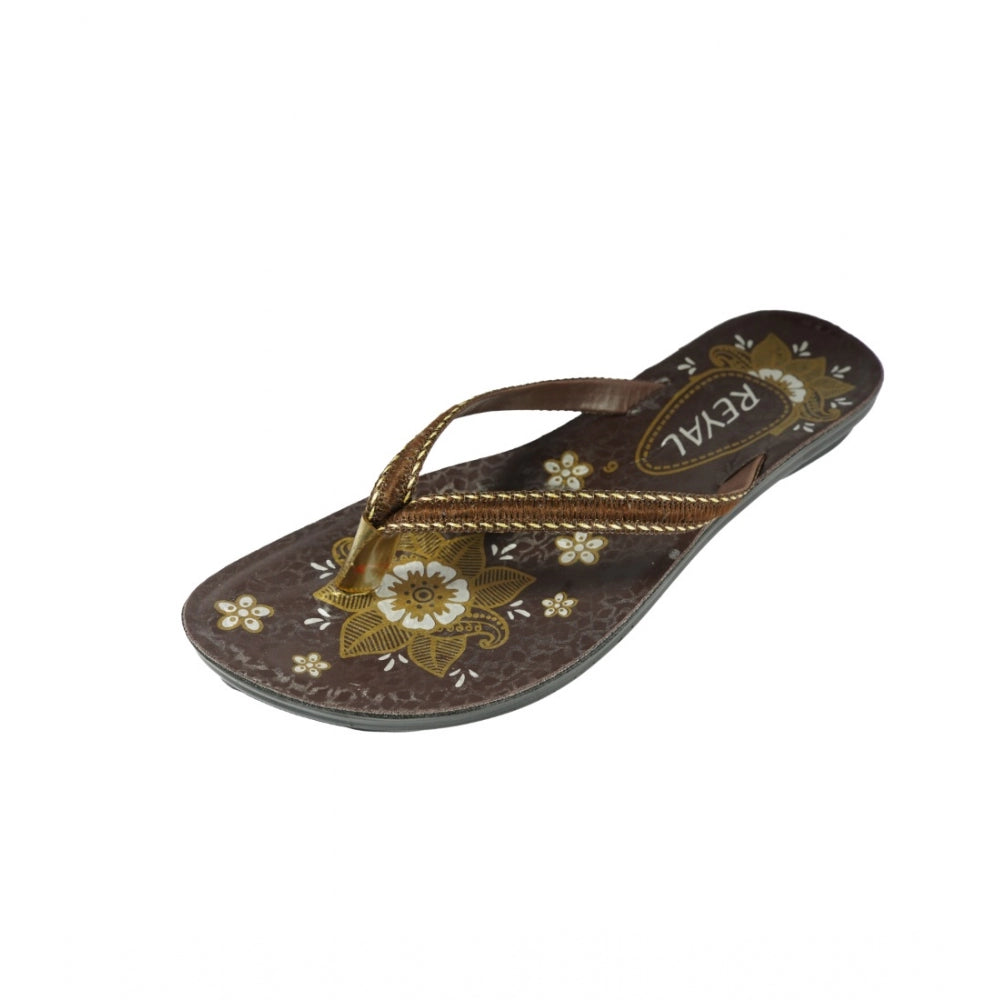 Generic Women's Polyurethane Printed Slip-on Slipper (Brown)