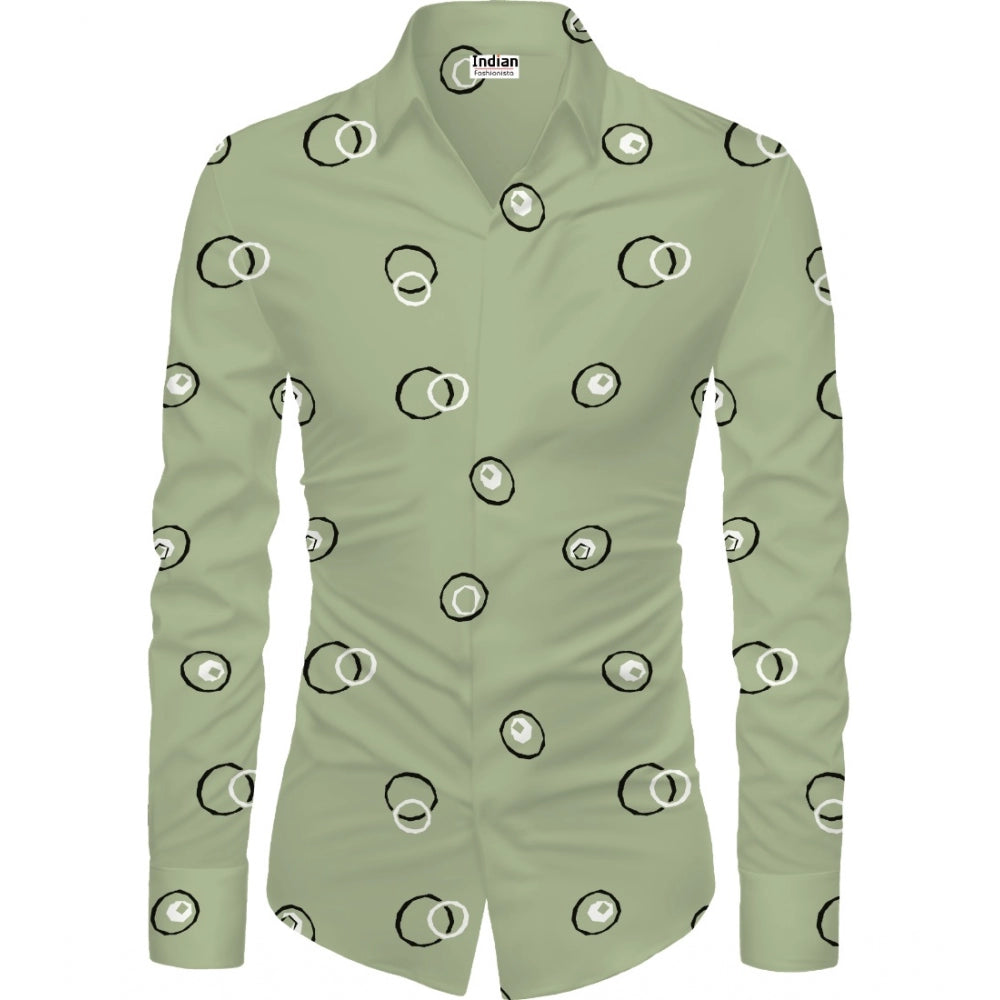 Generic Men's Casual Floral Printed Cotton Blend Unstitched Shirt Fabric 1.6 Mtrs (Green)