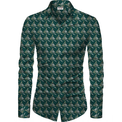 Generic Men's Casual Floral Printed Cotton Blend Unstitched Shirt Fabric 1.6 Mtrs (Dark Green)