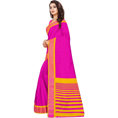 Generic Women's Jacquard Woven Saree With Unstitched Blouse 5.5Mtr (Pink)