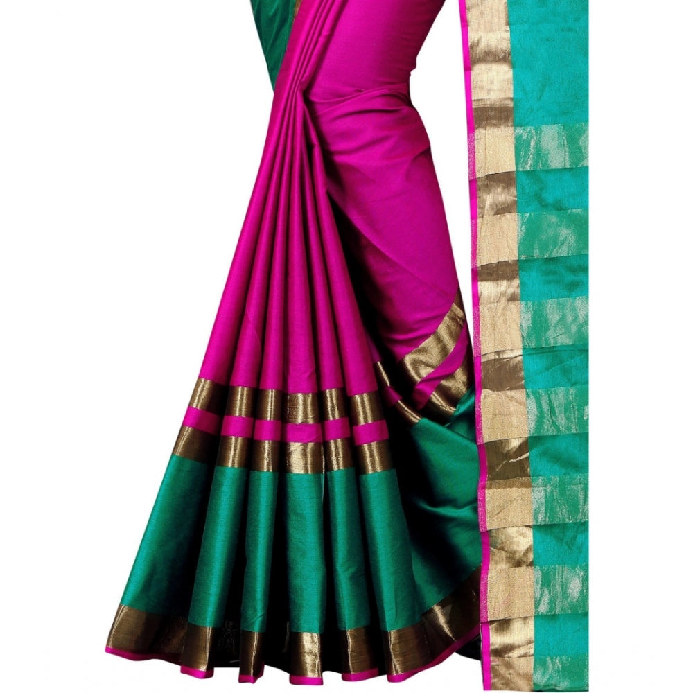 Generic Women's Jacquard Woven Saree With Unstitched Blouse 5.5Mtr (Pink)