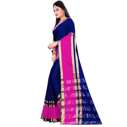 Generic Women's Jacquard Woven Saree With Unstitched Blouse 5.5Mtr (Blue)