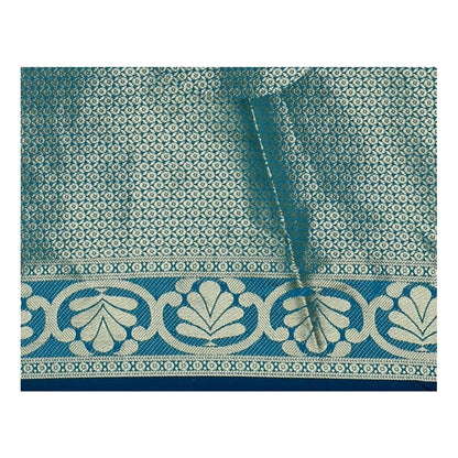 Generic Women's Jacquard Woven Saree With Unstitched Blouse 5.5Mtr (Dark Blue)