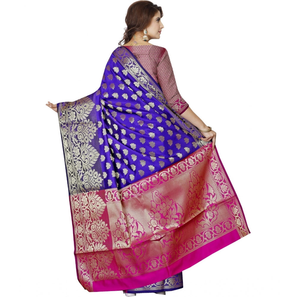 Generic Women's Jacquard Woven Saree With Unstitched Blouse 5.5Mtr (Blue)