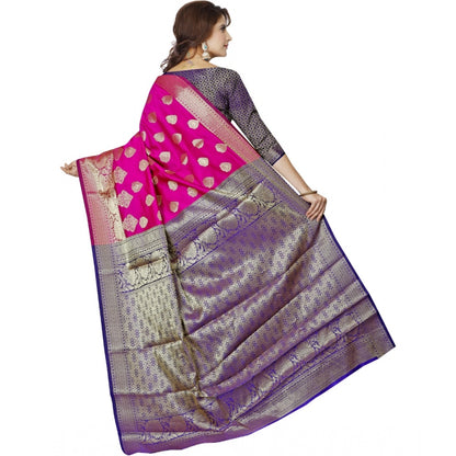 Generic Women's Jacquard Woven Saree With Unstitched Blouse 5.5Mtr (Pink)