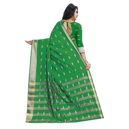 Generic Women's Silk Blend Woven Saree With Unstitched Blouse 5.5Mtr (Green)