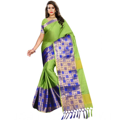 Generic Women's Jacquard Woven Saree With Unstitched Blouse 5.5Mtr (Green)